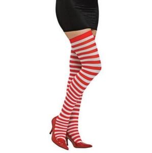 Knee High Panty Hose Red White Striped Stripes Socks Fashionable Foot Feet